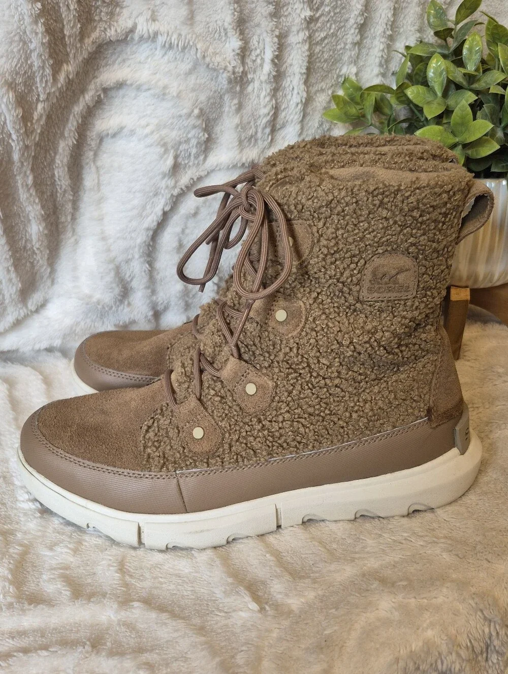 Sorel Explorer II Joan Cozy Boots Brown Sherpa Fleece Waterproof Insulated Sz 11